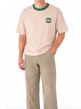Homme + Femme Logo T-shirt Size  M Tan/Green NWOT
